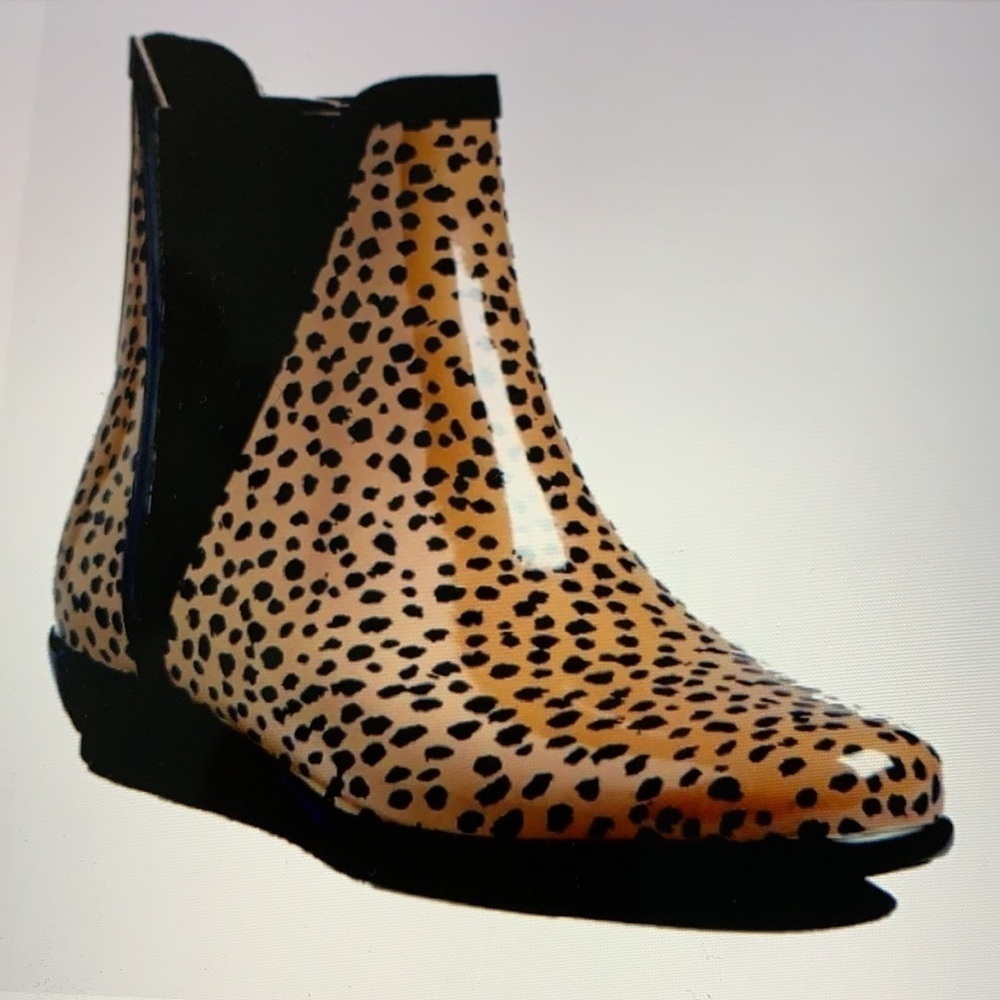 Loeffler Randall Leopard Chelsea Rain Boots 8